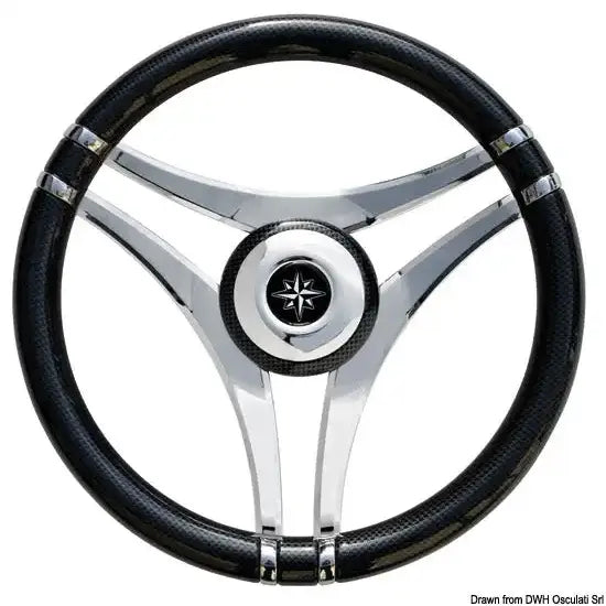 Nautica 4514104 Osculati 45.141.04 SKU 45 141 04 Volante IMPACT carbon look Ø 350 mm razze acciaio 1 PZ