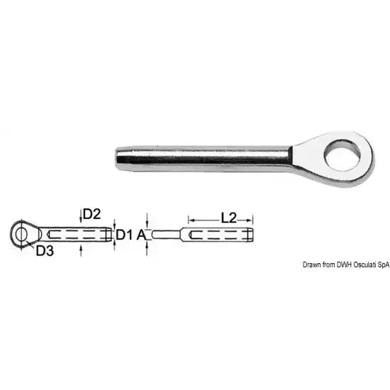Nautica 0519025 Osculati 05.190.25 SKU 05 190 25 EAN 8033137073588 Terminale inox occhio Ø 2,5 mm 4 PZ