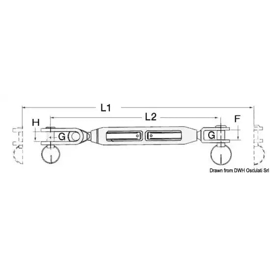 Nautica 0718606 Osculati 07.186.06 SKU 07 186 06 EAN 8033137078996 Tenditore sartiame forcella fissa 1/2" cavo 7 mm 1 PZ