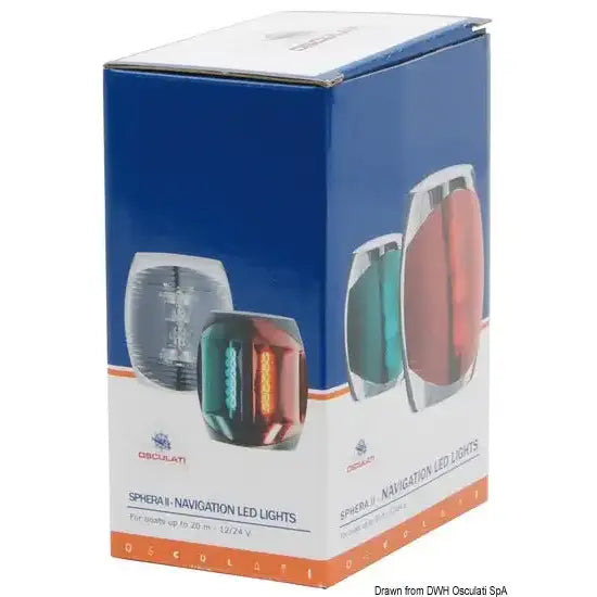 Nautica 1106012 Osculati 11.060.12 SKU 11 060 12 EAN 8033137033438 Fanale di via Sphera II verde corpo bianco 1 PZ