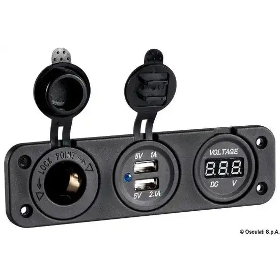 Nautica 1451723 Osculati 14.517.23 SKU 14 517 23 EAN 8033137053047 Voltmetro digitale, presa corrente e USB doppia 1 PZ