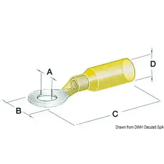 Nautica 1480004 Osculati 14.800.04 SKU 14 800 04 EAN 8033137092275 Occhioli stagni foro 6,4 mm giallo 1 CF 50 PZ