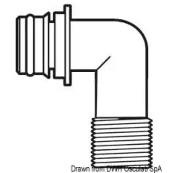 Nautica 1653221 Osculati 16.532.21 SKU 16 532 21 EAN 8033137096129 Portagomma 90° filettato 1/2" 4 PZ
