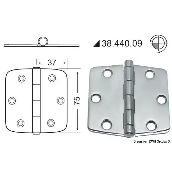 Nautica 3844009 Osculati 38.440.09 SKU 38 440 09 EAN 8033137005022 Cerniera inox 74x75 mm 2 PZ