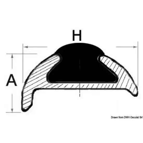 Nautica 4448526 Osculati 44.485.26 SKU 44 485 26 EAN 8033137142895 Profilo parabordo alluminio anodizzato 25 x 7 mm (barre da 6 m) 1 PZ 6 MT