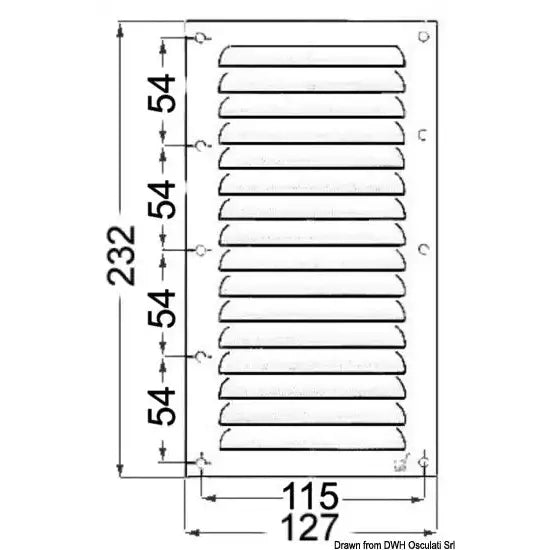 Nautica 5302104 Osculati 53.021.04 SKU 53 021 04 EAN 8033137006890 Griglia areazione inox 232 x 127 mm 2 PZ