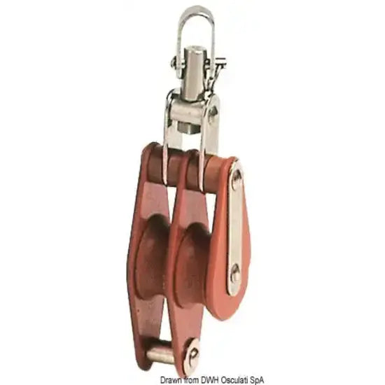 Nautica 5500900 Osculati 55.009.00 SKU 55 009 00 EAN 8033137162787 Bozzello Hye tufnol 2 pulegge TWH 8x30 1 PZ