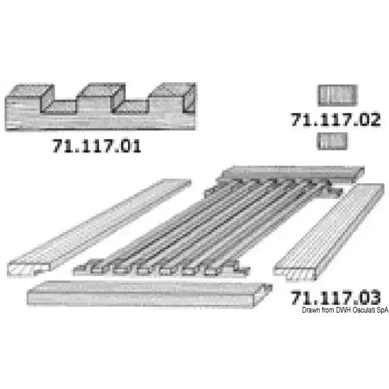 Nautica 7111701 Osculati 71.117.01 SKU 71 117 01 EAN 8033137173073 Profilo scalinato teak T032 1 PZ